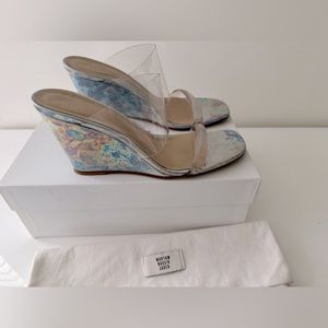 Maryam Nassir Zadeh MNZ Olympia Wedge Heel Oil Spill 38 7 Iridescent Met…